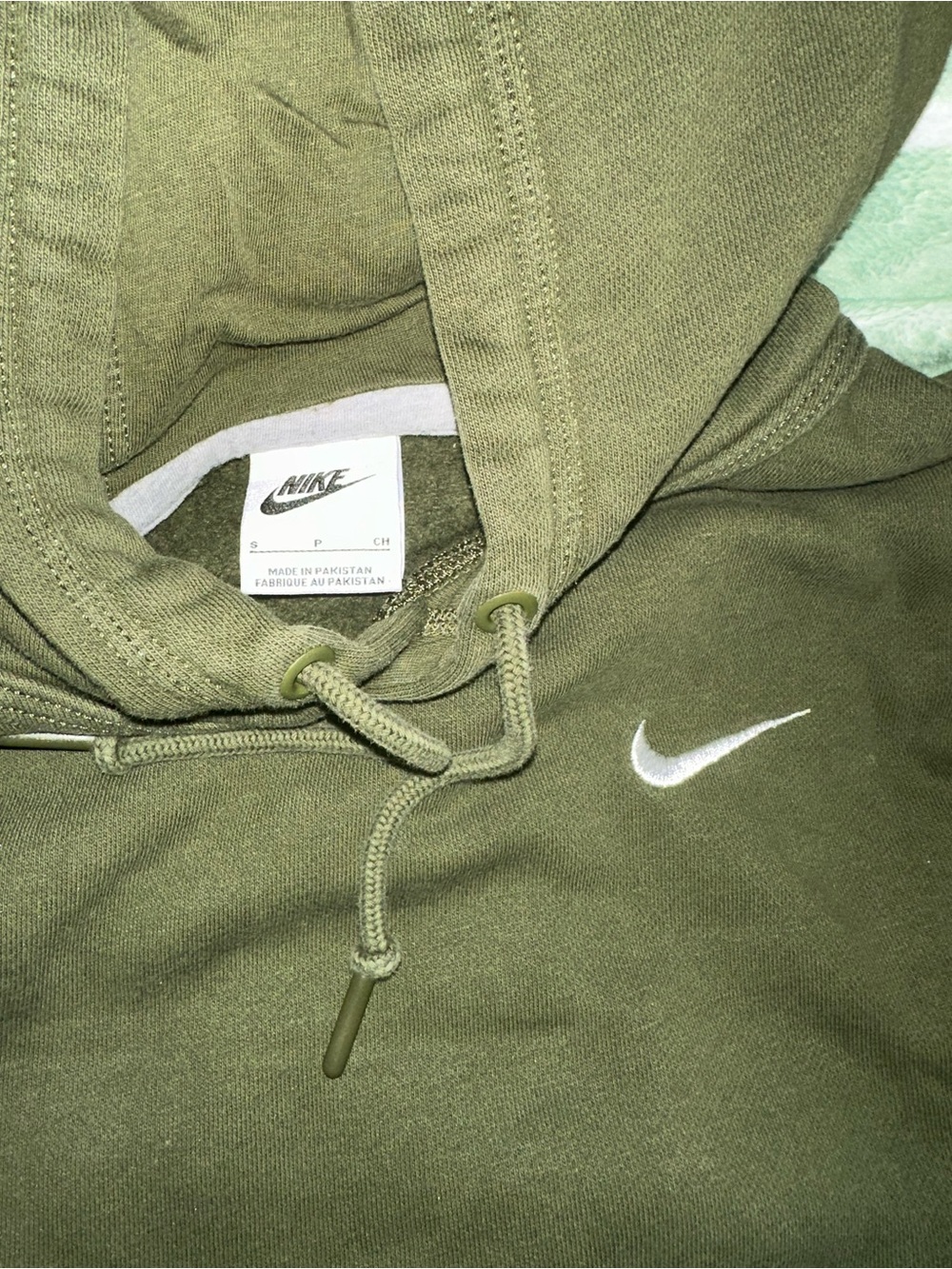 Nike Olive Green Hoodie with White embroidered Swoosh